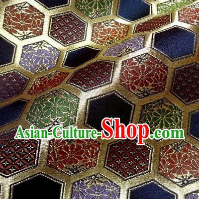 Asian Traditional Kyoto Kimono Brocade Classical Hexagon Pattern Damask Fabric Japanese Tapestry Satin Silk Material