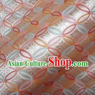 Asian Traditional Kyoto Kimono Pink Brocade Classical Qibao Flowers Pattern Damask Fabric Japanese Tapestry Satin Silk Material