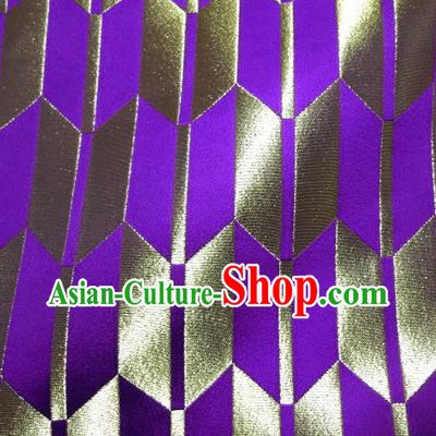 Asian Traditional Japanese Kimono Purple Brocade Classical Pattern Damask Fabric Tapestry Satin Silk Material