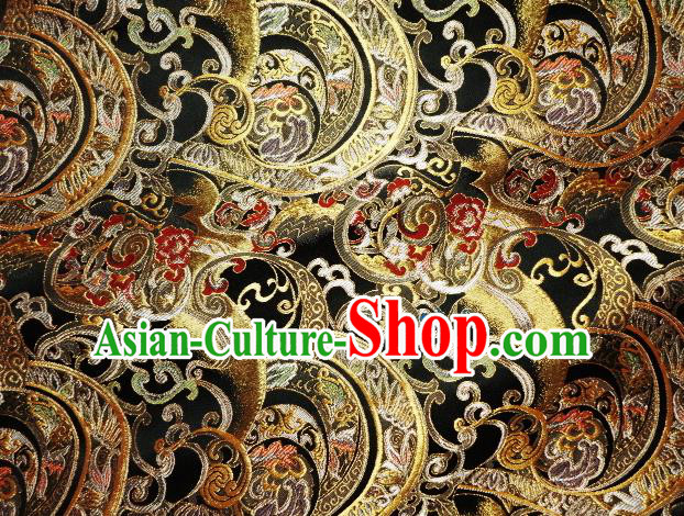 Asian Traditional Black Brocade Japanese Kimono Classical Pattern Damask Fabric Tapestry Satin Silk Material Asian Traditional Black Brocade Japanese Kimono Classical Pattern Damask Fabric Tapestry Satin Silk Material