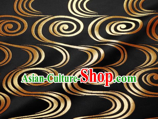 Asian Traditional Black Brocade Japanese Kimono Classical Pattern Damask Fabric Tapestry Satin Silk Material Asian Traditional Black Brocade Japanese Kimono Classical Pattern Damask Fabric Tapestry Satin Silk Material