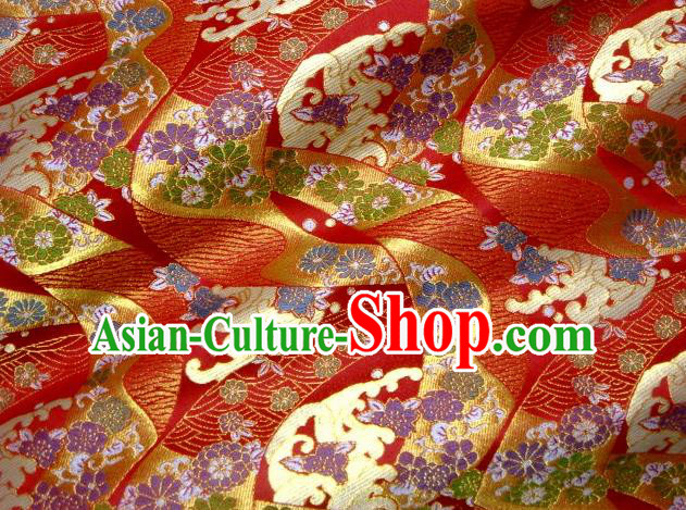 Asian Traditional Red Damask Brocade Fabric Japanese Kimono Classical Sakura Pattern Tapestry Satin Silk Material Asian Traditional Red Damask Brocade Fabric Japanese Kimono Classical Sakura Pattern Tapestry Satin Silk Material