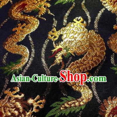Asian Traditional Baldachin Classical Golden Dragons Pattern Brocade Fabric Japanese Kimono Tapestry Satin Silk Material