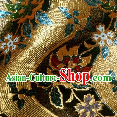 Asian Japanese Traditional Brocade Classical Hothouse Flower Pattern Baldachin Fabric Kimono Tapestry Satin Silk Material