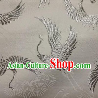 Asian Traditional Japanese Kimono Classical Cranes Pattern Tapestry Satin Brocade Fabric Baldachin Silk Material