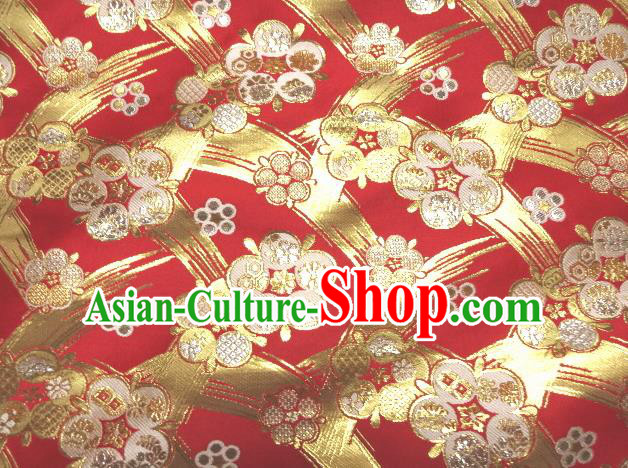 Asian Traditional Japanese Kimono Classical Pattern Red Brocade Tapestry Satin Fabric Baldachin Silk Material Asian Traditional Japanese Kimono Classical Pattern Red Brocade Tapestry Satin Fabric Baldachin Silk Material