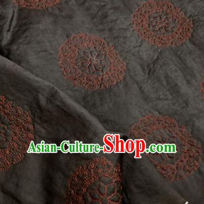 Asian Traditional Fabric Classical Embroidered Pattern Black Brocade Satin Silk Material