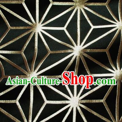 Asian Japanese Traditional Black Brocade Classical Pattern Baldachin Fabric Kimono Tapestry Satin Silk Material