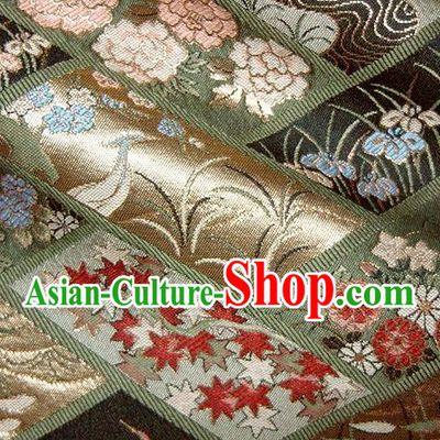 Asian Japanese Traditional Brocade Fabric Classical Orchid Pattern Baldachin Kimono Tapestry Satin Silk Material