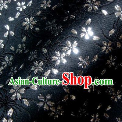 Asian Japanese Traditional Kimono Black Tapestry Satin Classical Chrysanthemum Pattern Brocade Fabric Baldachin Silk Material