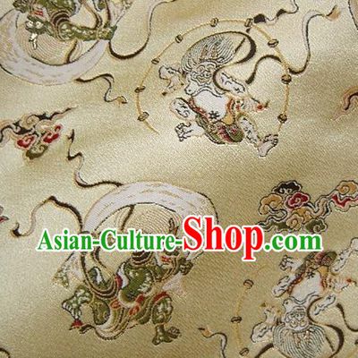 Asian Japanese Traditional Baldachin Classical Thunder God Pattern Golden Brocade Fabric Kimono Tapestry Satin Silk Material