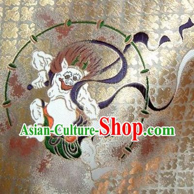 Asian Japanese Traditional Kimono Classical Wind God Pattern Golden Tapestry Satin Brocade Fabric Baldachin Silk Material