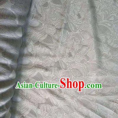 Asian Traditional Fabric Classical Embroidered Pattern White Watered Gauze Brocade Satin Silk Material