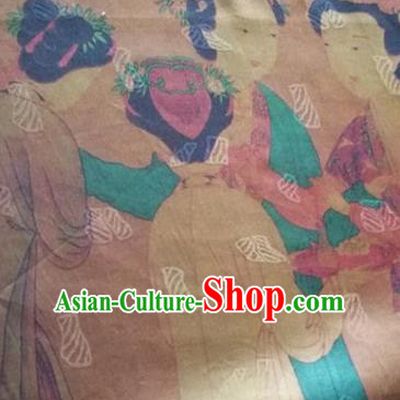 Asian Traditional Fabric Classical Pattern Watered Gauze Brocade Chinese Satin Silk Material