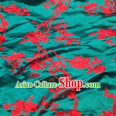 Asian Traditional Fabric Classical Pattern Green Watered Gauze Brocade Chinese Satin Silk Material