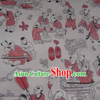 Asian Traditional Fabric Classical Pattern White Brocade Chinese Satin Silk Material