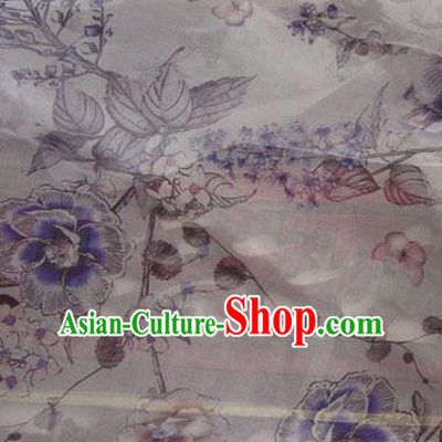 Asian Traditional Fabric Classical Peony Pattern Watered Gauze Brocade Chinese Satin Silk Material