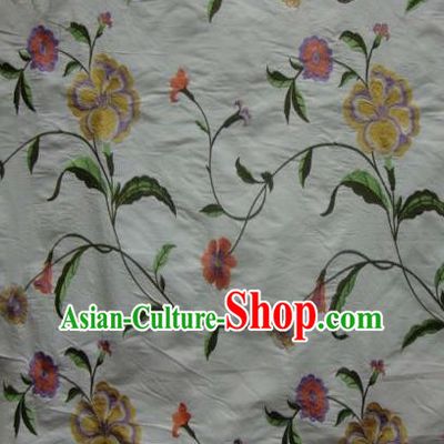 Asian Traditional Fabric Classical Embroidered Yellow Peony Pattern Brocade Chinese Satin Silk Material