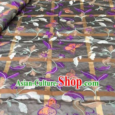Asian Traditional Fabric Classical Embroidered Butterfly Pattern Brocade Chinese Satin Silk Material