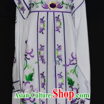 Chinese Traditional Beijing Opera Niche Embroidered White Robe Peking Opera Scholar Costume for Men