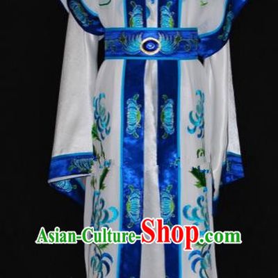 Chinese Traditional Beijing Opera Niche Embroidered Blue Robe Peking Opera Scholar Costume for Men