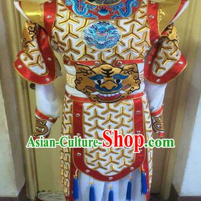 Chinese Traditional Beijing Opera Warrior Embroidered White Clothing Peking Opera Takefu Costume for Men
