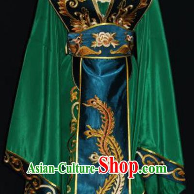 Chinese Traditional Beijing Opera Queen Mother Deep Green Dress Peking Opera Embroidered Costume for Women