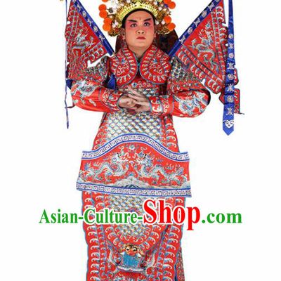 Chinese Traditional Beijing Opera Takefu Clothing Ancient General Red Costume for Men