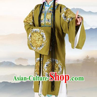 Chinese Traditional Beijing Opera Pantaloon Green Dress Ancient Landlord Shiva Embroidered Costume for Women