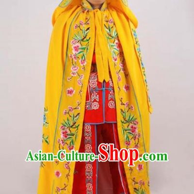 Chinese Traditional Beijing Opera Diva Embroidered Yellow Cloak Ancient Imperial Concubine Costume for Women