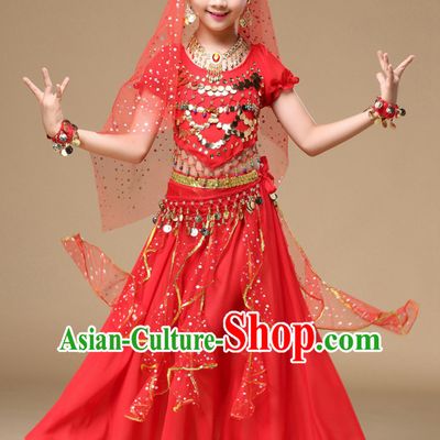 Indian Traditional Belly Dancing Dress Asian India Oriental Dance Costume for Kids