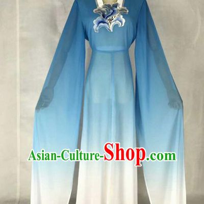 Chinese Traditional Beijing Opera Court Lady Embroidered Blue Dress Ancient Peri Costume for Women