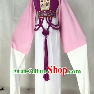 Chinese Traditional Beijing Opera Actress Purple Dress Ancient Maidservants Embroidered Costume for Women
