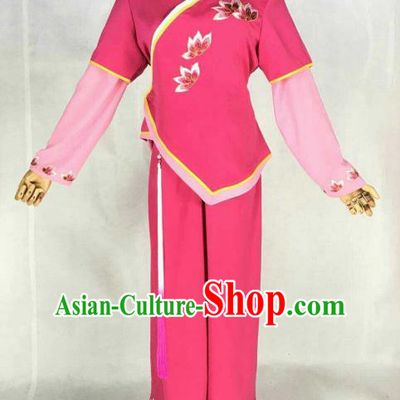 Chinese Traditional Beijing Opera Maidservants Embroidered Rosy Dress Ancient Court Maid Costume for Women