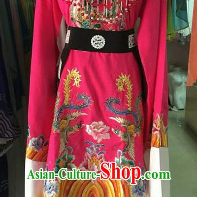 Chinese Traditional Beijing Opera Imperial Concubine Embroidered Rosy Dress Ancient Palace Lady Costume for Women