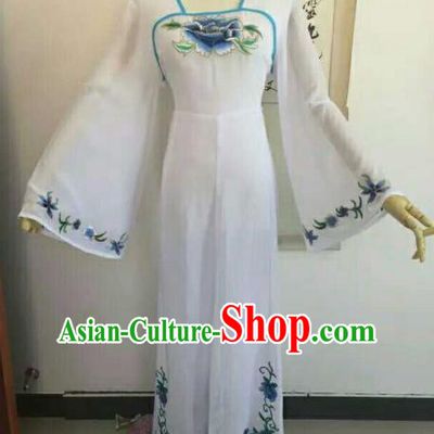 Traditional Chinese Peking Opera Peri Embroidered Blue Peony Dress Ancient Court Lady Costume for Women