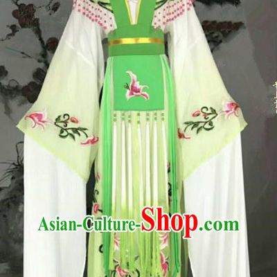 Traditional Chinese Peking Opera Nobility Lady Green Dress Ancient Peri Princess Costume for Women
