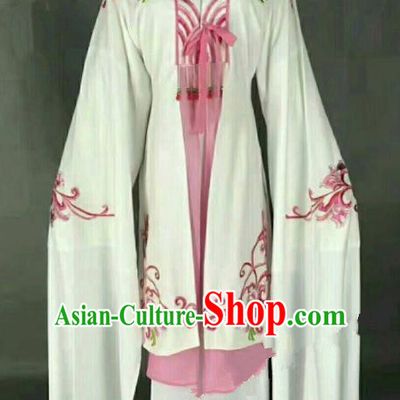 Traditional Chinese Peking Opera Actress White Dress Ancient Peri Princess Costume for Women