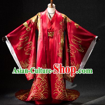 Ancient Chinese Emperor Embroidered Dragon Garment Complete Set