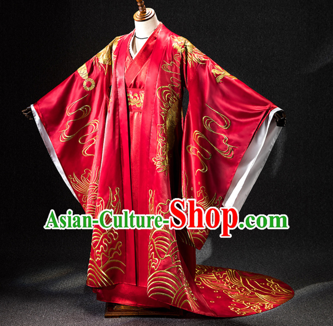 Ancient Chinese Emperor Embroidered Dragon Garment Complete Set Ancient Chinese Emperor Embroidered Dragon Garment Complete Set
