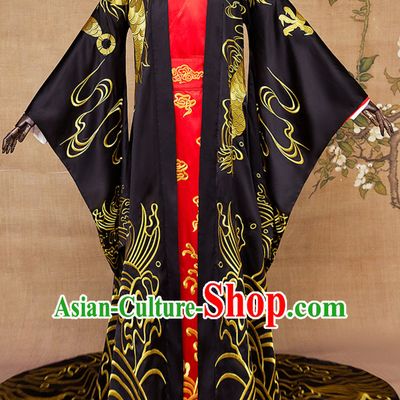 Ancient Chinese Emperor Embroidered Dragon Royal Clothing Complete Set