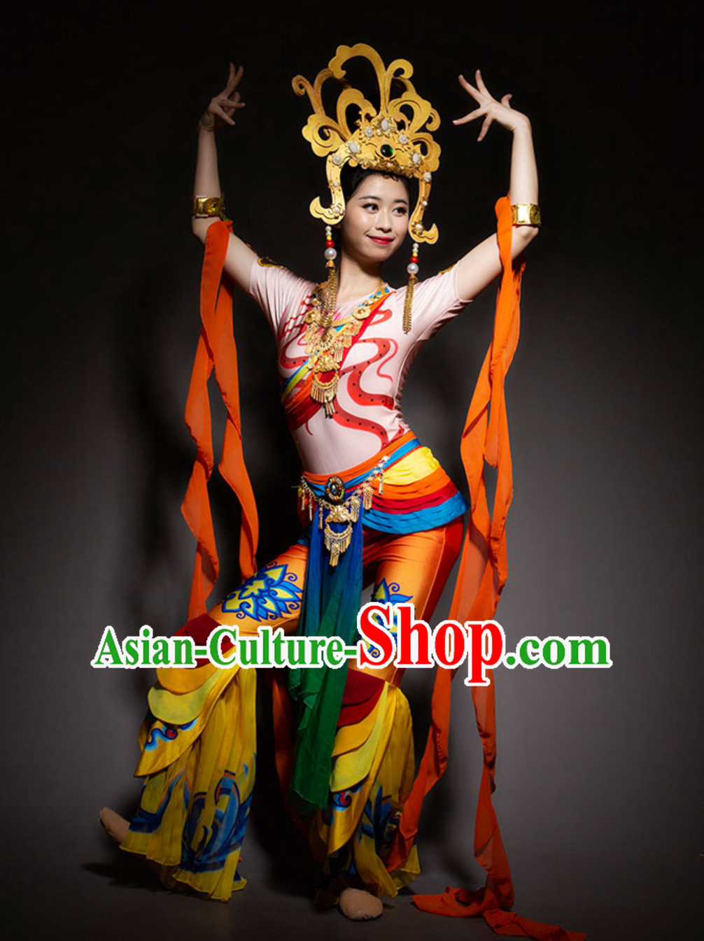 Ancient Chinese Handmade Flying Angel Dance Costume Complete Set Ancient Chinese Handmade Flying Angel Dance Costume Complete Set