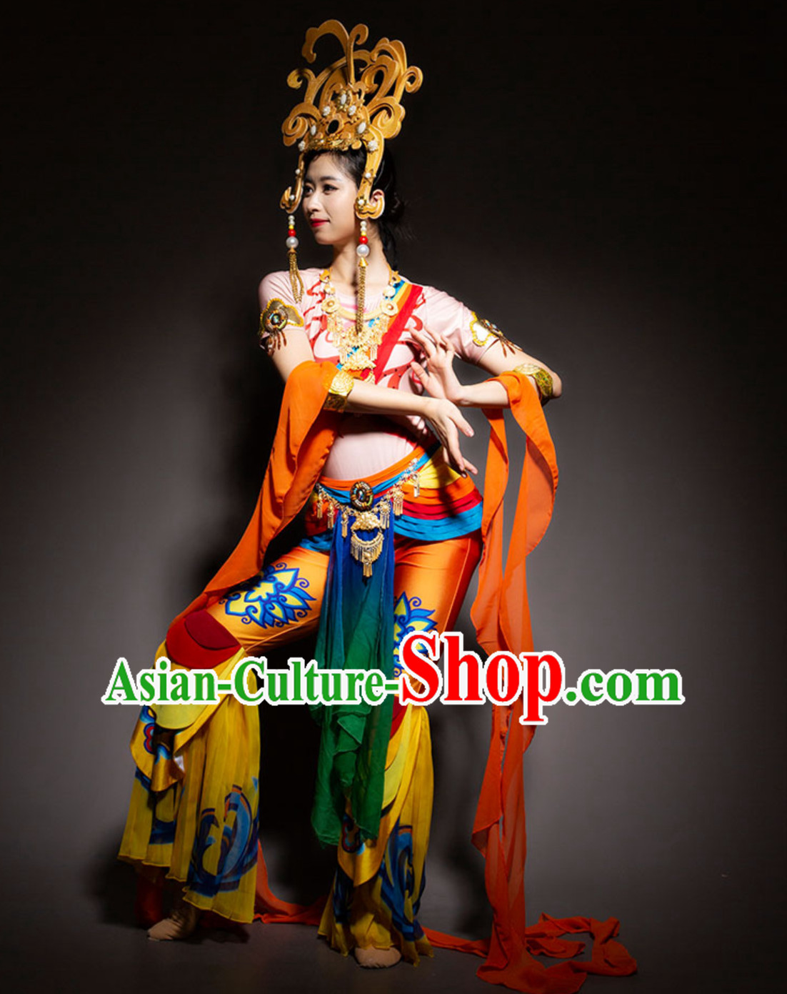 Ancient Chinese Handmade Flying Angel Dance Costume Complete Set Ancient Chinese Handmade Flying Angel Dance Costume Complete Set