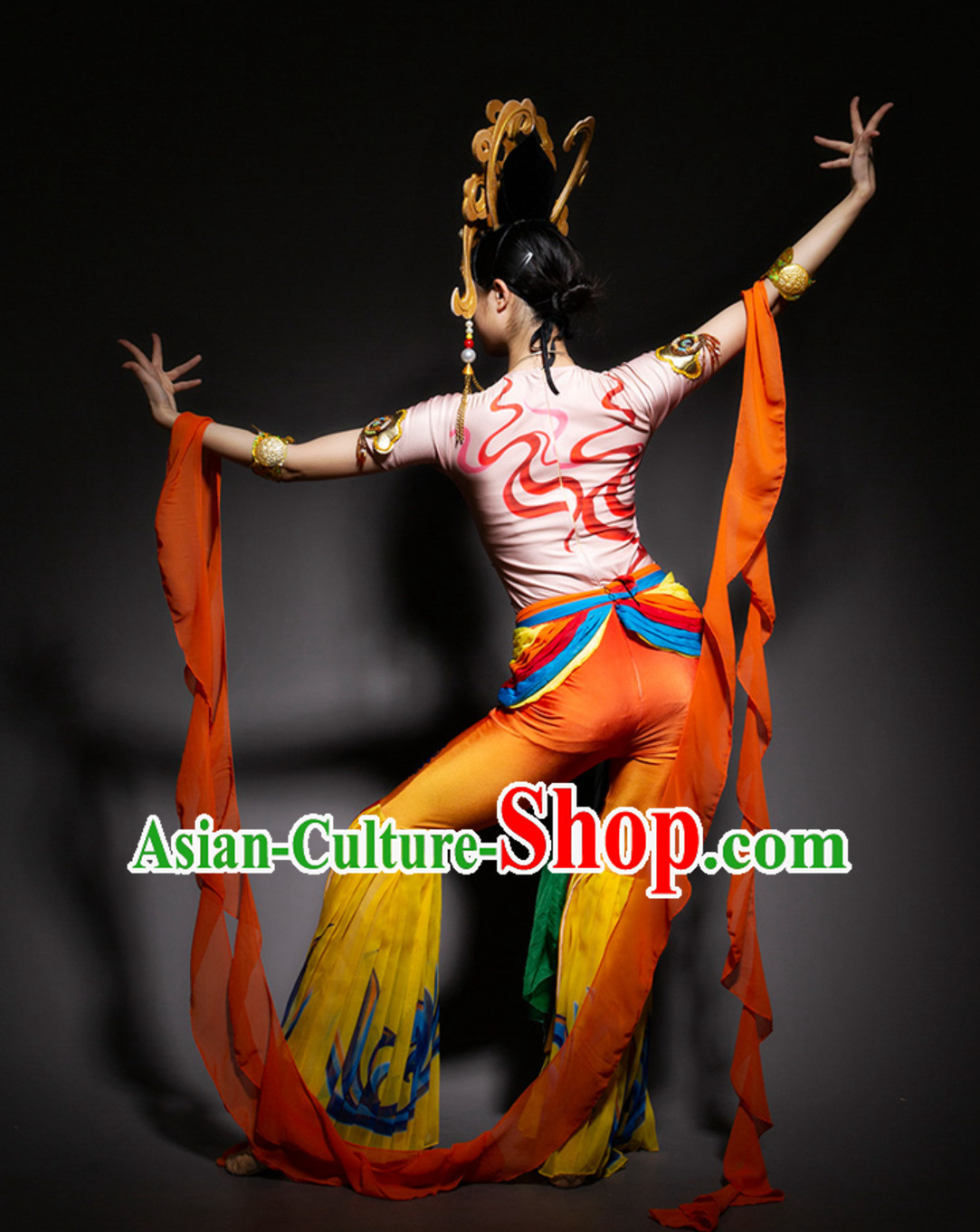 Ancient Chinese Handmade Flying Angel Dance Costume Complete Set Ancient Chinese Handmade Flying Angel Dance Costume Complete Set