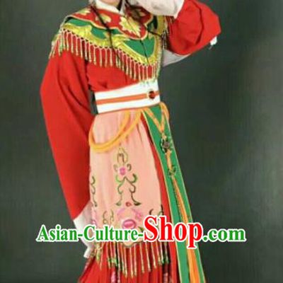 Chinese Traditional Peking Opera Artiste Costume Ancient Princess Embroidered Red Dress for Women
