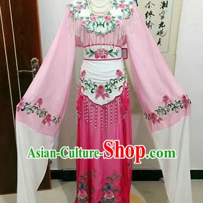 Chinese Traditional Peking Opera Artiste Costume Ancient Princess Embroidered Pink Dress for Women