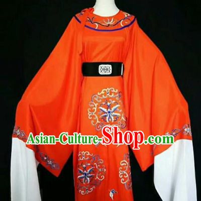 Chinese Traditional Peking Opera Niche Costume Ancient Prince Embroidered Red Robe for Men
