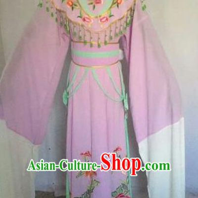 Chinese Traditional Peking Opera Artiste Costume Ancient Court Maid Embroidered Purple Dress for Women