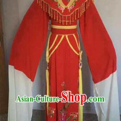 Chinese Traditional Peking Opera Artiste Costume Ancient Court Maid Embroidered Red Dress for Women