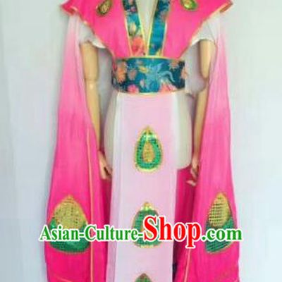 Chinese Traditional Peking Opera Artiste Costume Ancient Peri Embroidered Rosy Butterfly Dress for Women